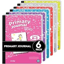 Enday Primary Journal Grades K-2 6 Pack Primary Writing Journal, Half Page Ruled Composition Notebook for Kids, 100 Sheets kids Notebook, in Pink, Green, Red, Blue, Purple, Gray