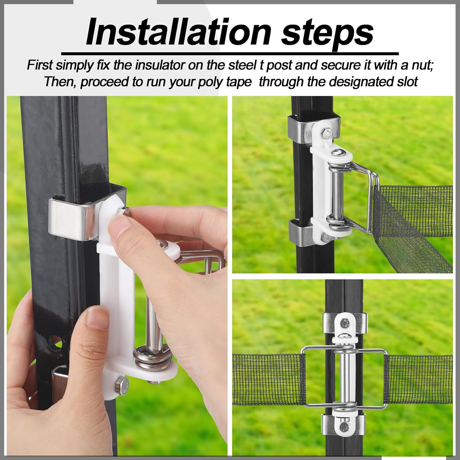 Blulu 10 Pcs T Post Polytape Corner Insulator Electric Fence Insulators T Post End Insulator for Posts, Steel Posts, Tensioners Wire Holding Insulator Fencing Supplies for Agricultural Farm Garden