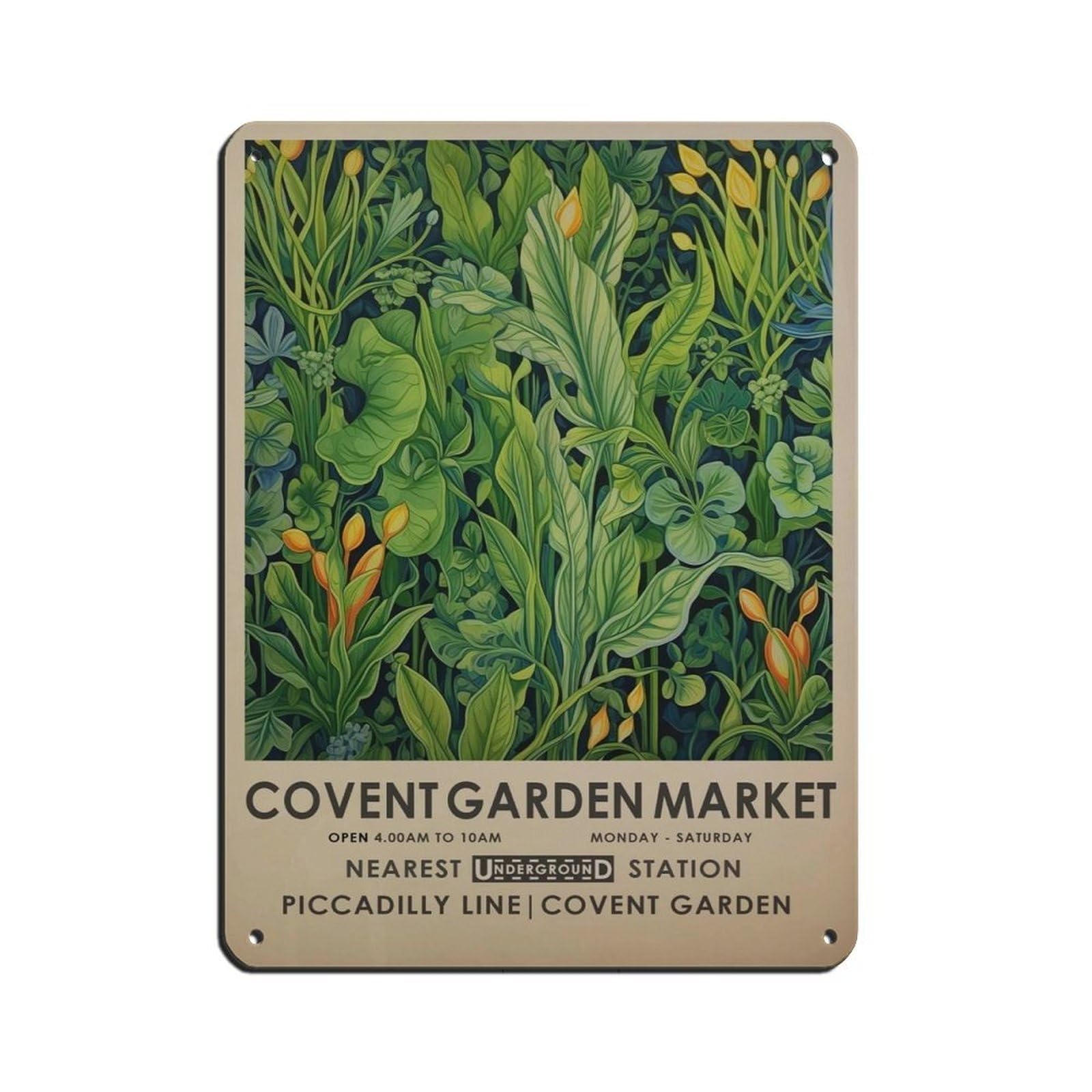 Covent Garden Flower Market, Vintage Flower (4) Tin Sign Vintage Metal Pub Club Cafe Bar Home Wall Art Decoration Poster Retro 12x16inch(30x40cm)