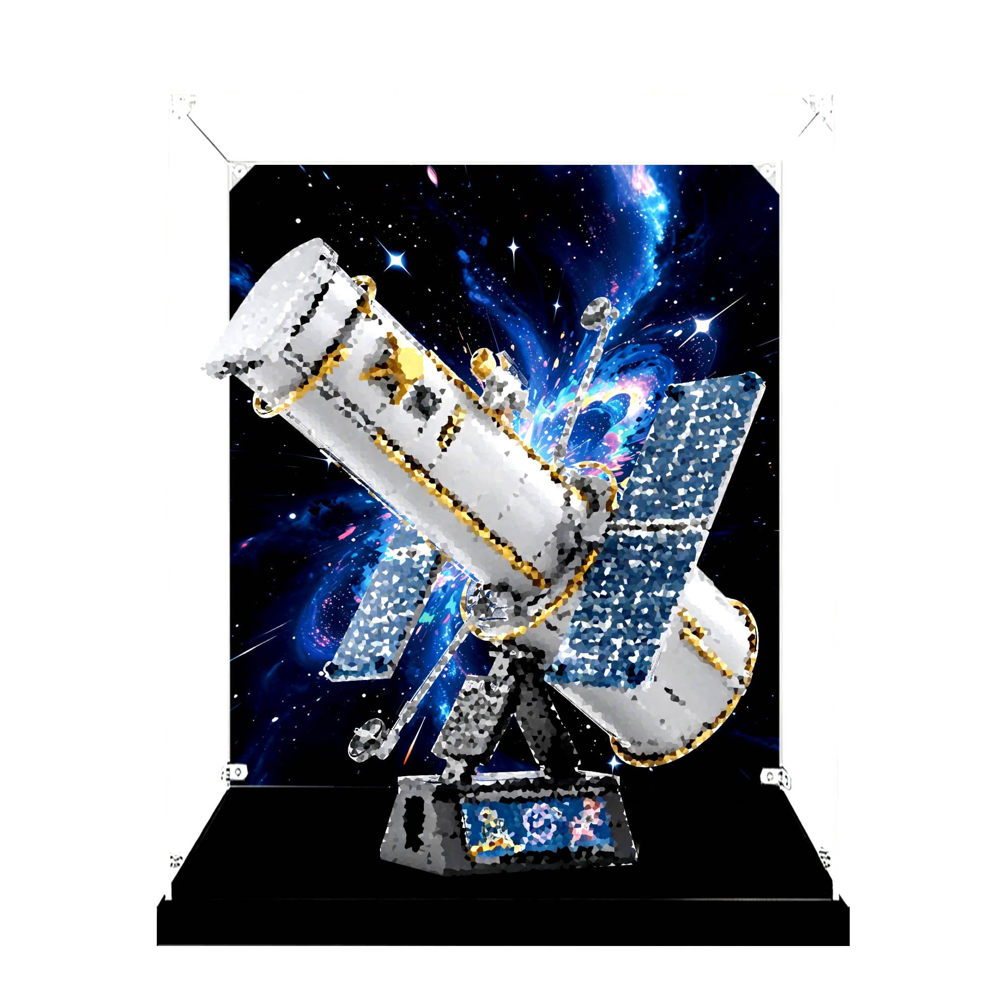 Vetrina, per set di telescopi spaziali Le-go 11382 (Sfondo 1) | Scatola da vetrina antipolvere, per riporre la casa, compatibile con telescopio spaziale 11382 (solo scatola)