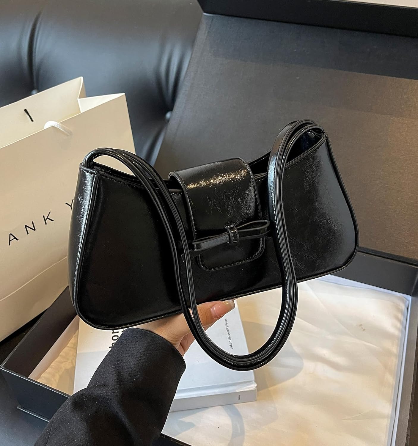 Shoulder Bag for Women, Hobo Handbags Trendy Y2K Purses Patent Leather Clutch Bag Cute Bow Purse - Image 7