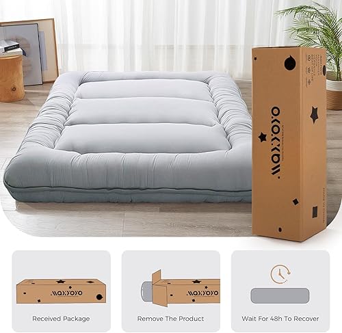 Miniatura 3 de MAXYOYO Colchón japonés extra grueso de 6 pulgadas, colchón de tatami plegable para adultos, cama enrollable para habitación de invitados,