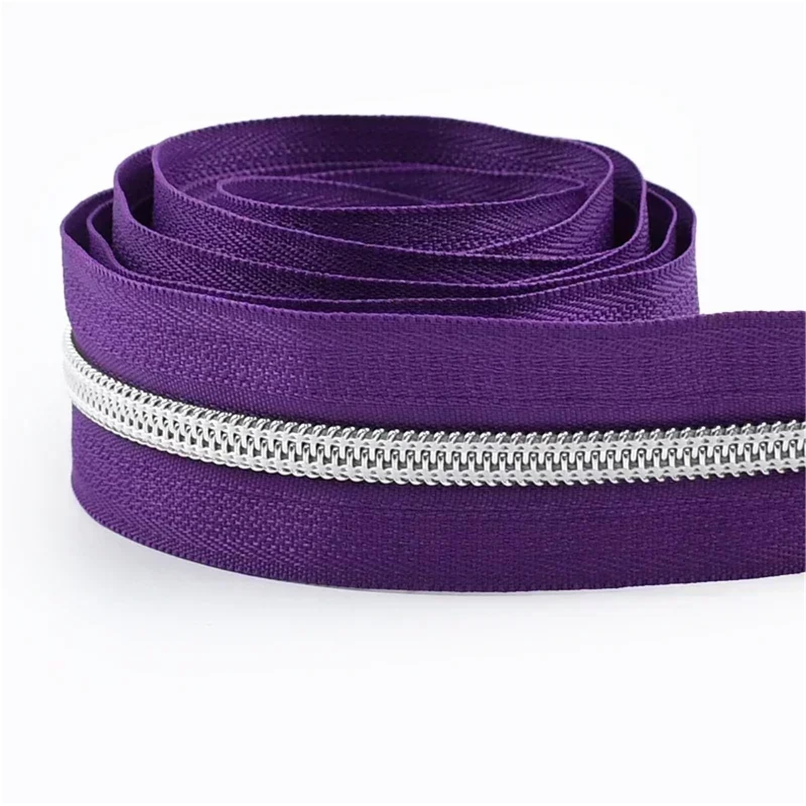 Two Way Zipper 2pc Silver 5# Nylon Zipper Tapes 1-5M Zippers Continuous Zip Roll Garment Repair Closure Zips Sewing Accessories(120,4Meters)