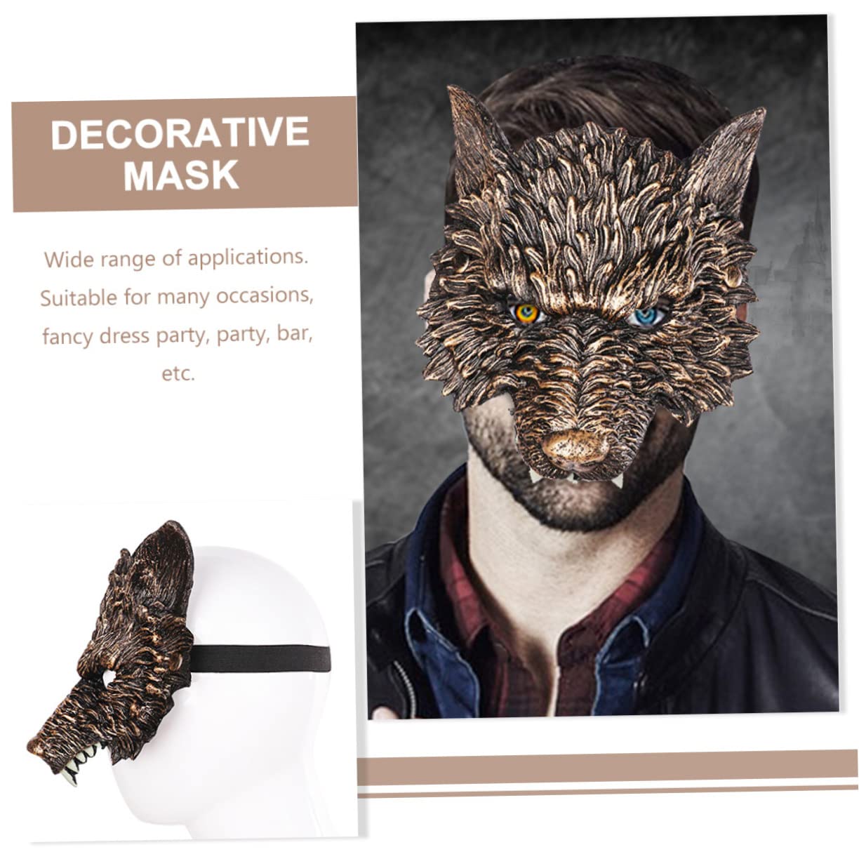 VICASKY Unique Mask for Adults Half Face Wolf Design for Halloween Costumes Parties