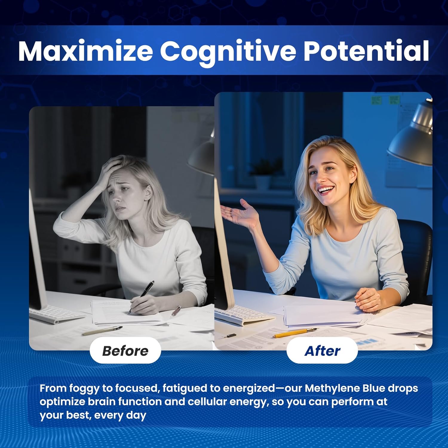 Methylene Blue Pharmaceutical Grade - Liquid Drops Methylene Blue Supplement for Humans - Cellular Energy & Mitochondrial Support with Vitamin C B12 - No Formaldehyde, No Alcohol - 2 fl oz - Image 4