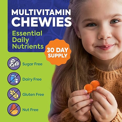 Miniatura 3 de OmegaVia Sugar Free Kids Multivitamínico Chewies - Vitaminas masticables diarias en gomitas para niños de 3 años, vitamina A, C, D3, E, B6 y B12,