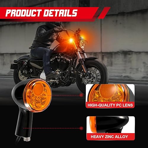 Miniatura 3 de INNOGLOW Señales de giro LED para motocicleta con luz de freno de marcha, 4 unidades intermitentes delanteros y traseros para motocicleta Harley