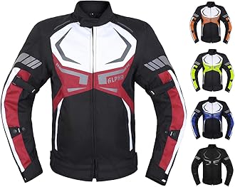 MOTORCYCLE JACKET MENS CE ARMORED BIKERS RIDING RACING WATERPROOF ALL SEASON JACKET (RED, 2X-LARGE)