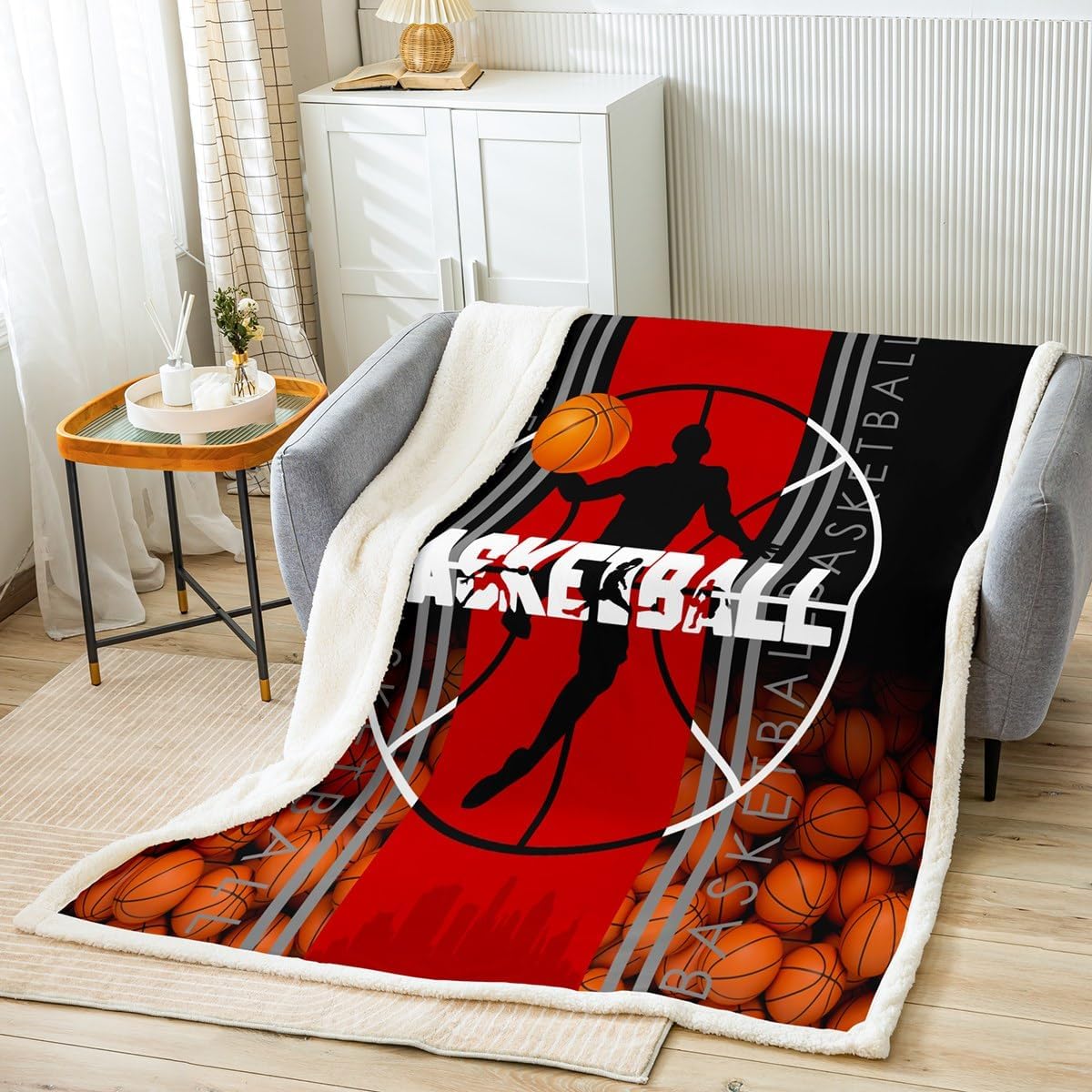 Manfei Video Games Throw Blanket Red-Blue Lightnings Gamepad Bed Blanket for Kids Boys Teens Adults, Modern Gamer Blanket for Couch Sofa, Soft and Breathable Fleece Blanket(90 x 90 Inches)