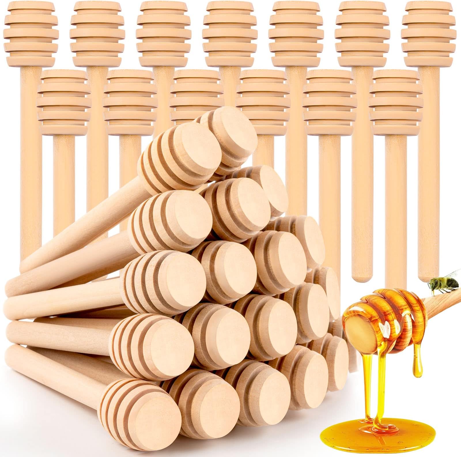 25Pcs Honey Dipper Sticks, Wooden Honey Dipper, 3 Inch Mini Honeycomb Stick, Honey Stirrer Stick for Jar Dispense Drizzle and Wedding Party Present