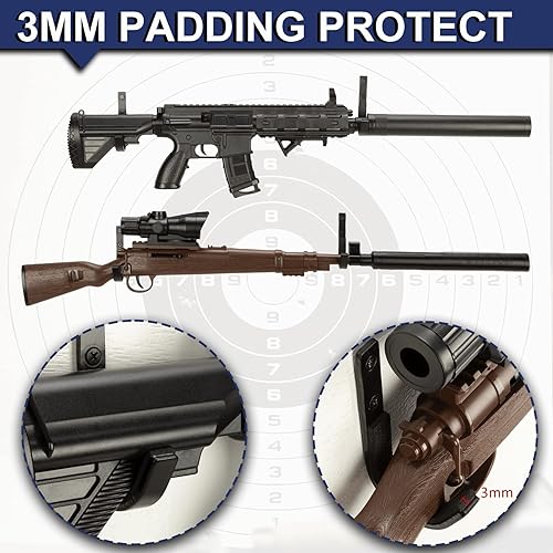 Miniatura 4 de Perchero de almacenamiento para rifles de montaje en pared, ganchos de escopeta horizontales de metal para almacenar escopetas, rifles, arco de tiro