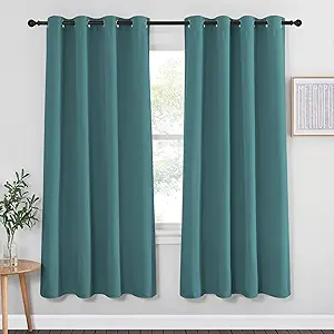NICETOWN Insulated Curtain Blackout Drapery - Triple Weave Microfiber Home Thermal Insulated Solid Ring Top Blackout Curtain/Panel for Bedroom(Sea Teal, Sold as 1 Panel, 52 x 72 inches)