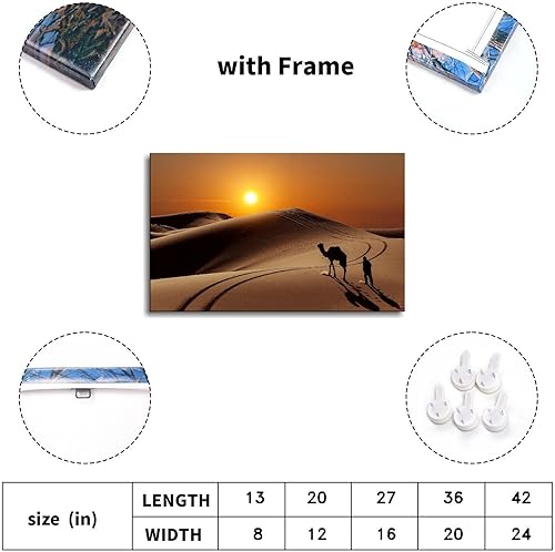 Miniatura 5 de SSDDKL Póster de Sun People Desert Camel - Póster de lienzo para decoración de oficina en casa con marco, 20 x 12 pulgadas