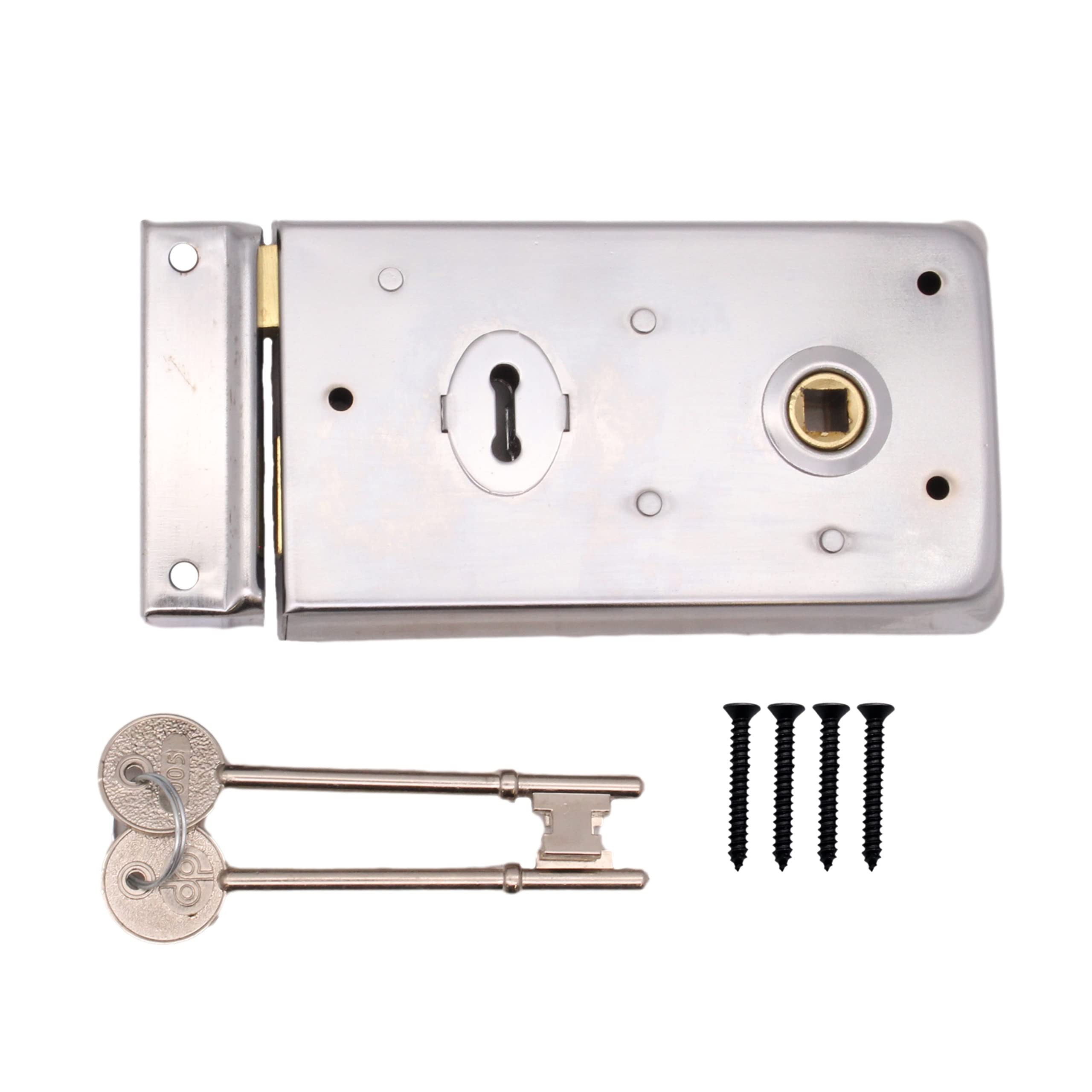 Eai Satin Chrome Rim Sashlock Surface Mounted Lock 140 X 85Mm
