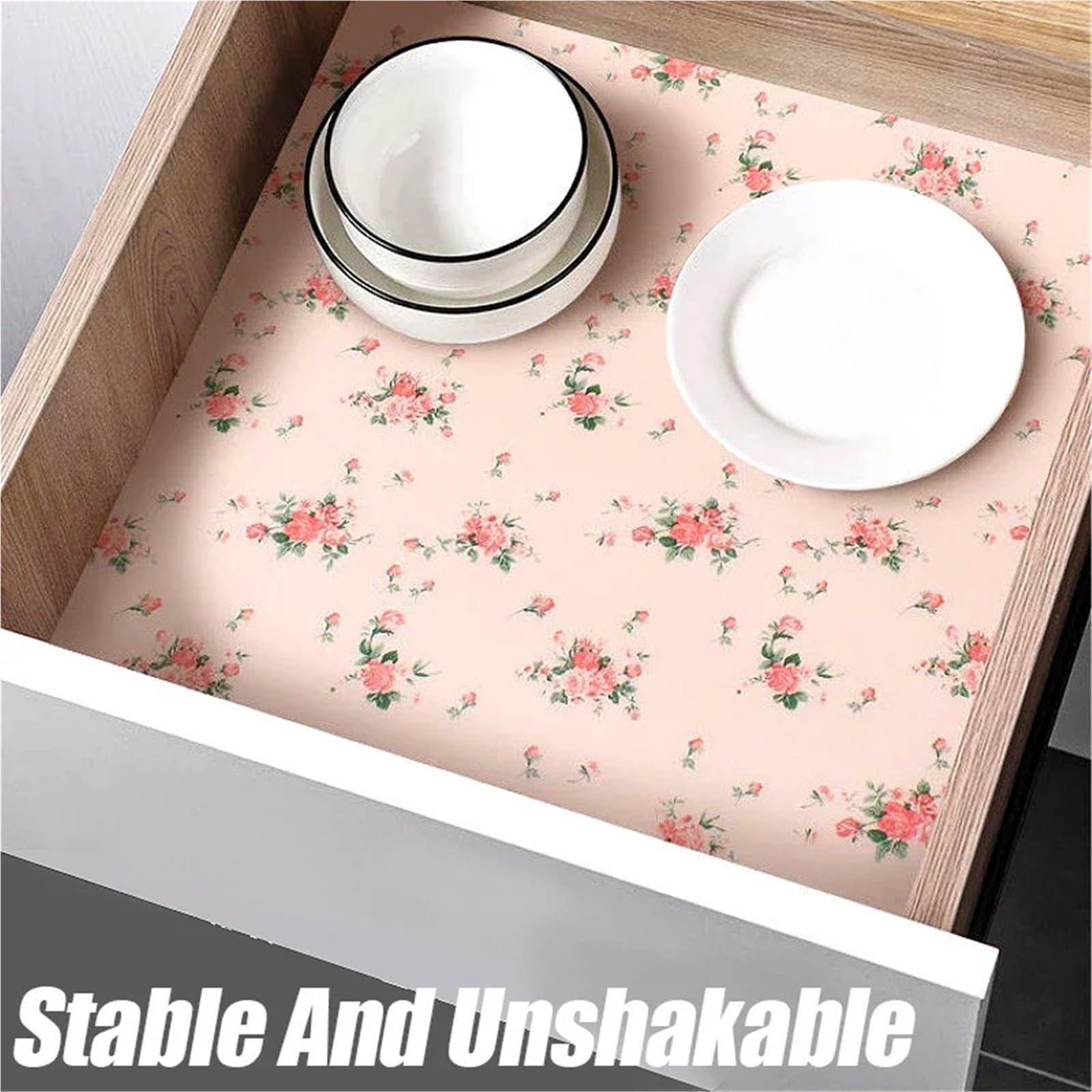 Tapete for cajones reutilizable, 2 rollos, armarios, revestimientos, impermeable, adhesivo for mantel de cocina, for mesa del hogar Para Armario(Red yellow dot)