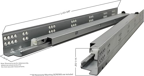 Miniatura 8 de Silverline SFUS - Armario de extensión completa de 18 pulgadas con cierre suave y 6 pares de disparadores de zinc