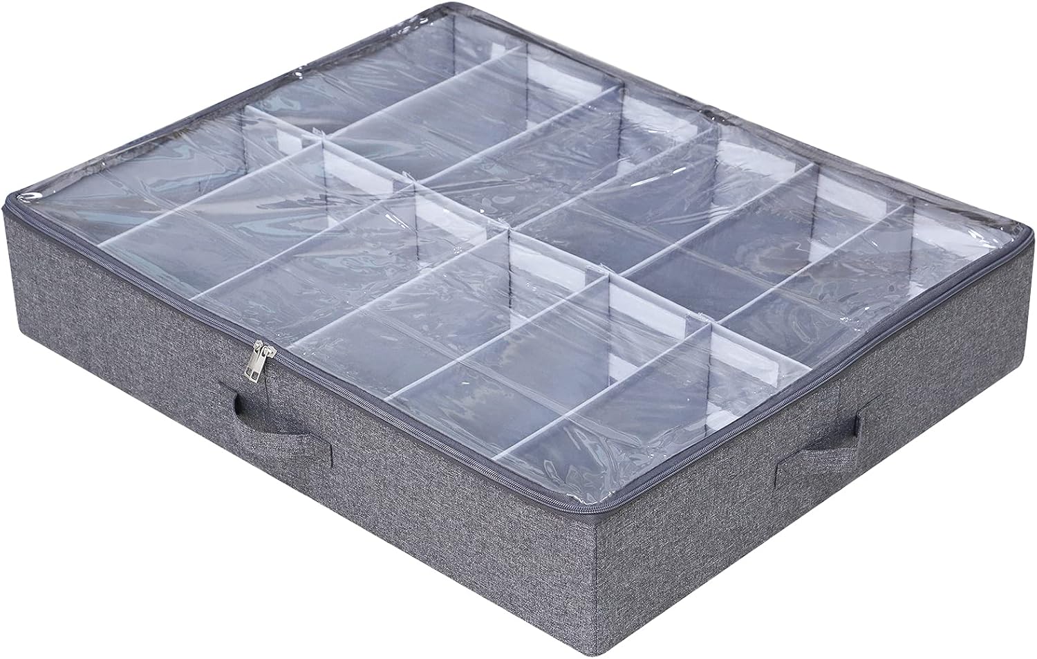 Under Bed Storage Organizer Solution, Adjustable Dividers Fits 12 Pairs, Garment, Blankets