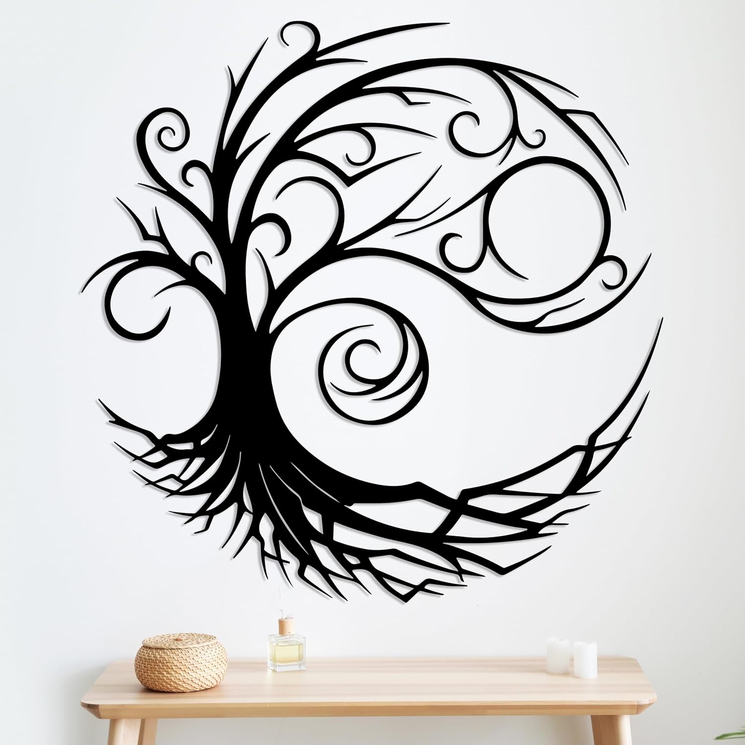 Tree of Life Metal Wall Art, Metal Tree Wall Decor for Living Room, Family Tree Home Decor, Large Wall Hanging for Office, Bedroom, Kitchen, Indoor and Outdoor Decorations, Housewarming Gift