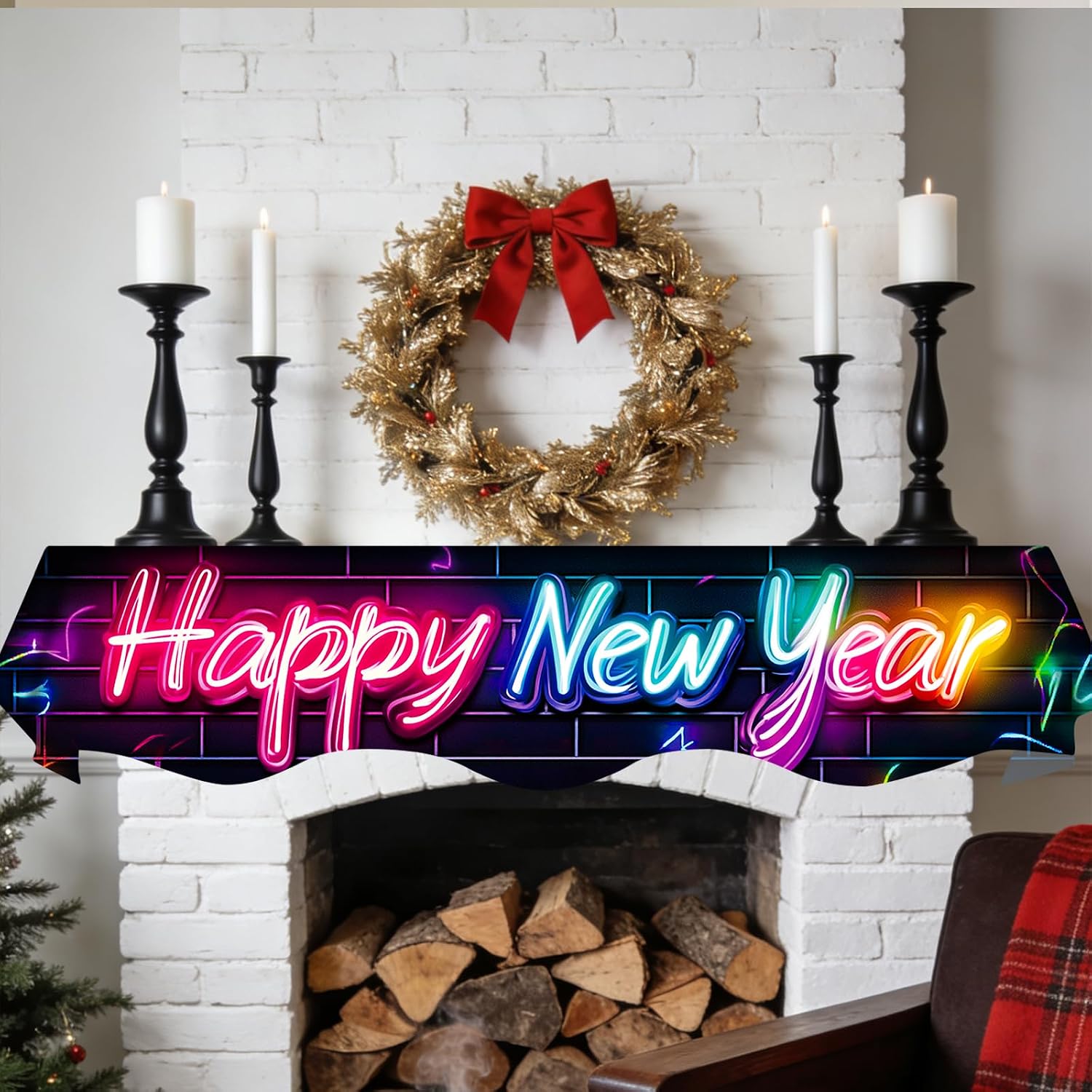 Nuxovilar Neon New Year Mantle Scarf Pile 78.7x19.6 in image 2