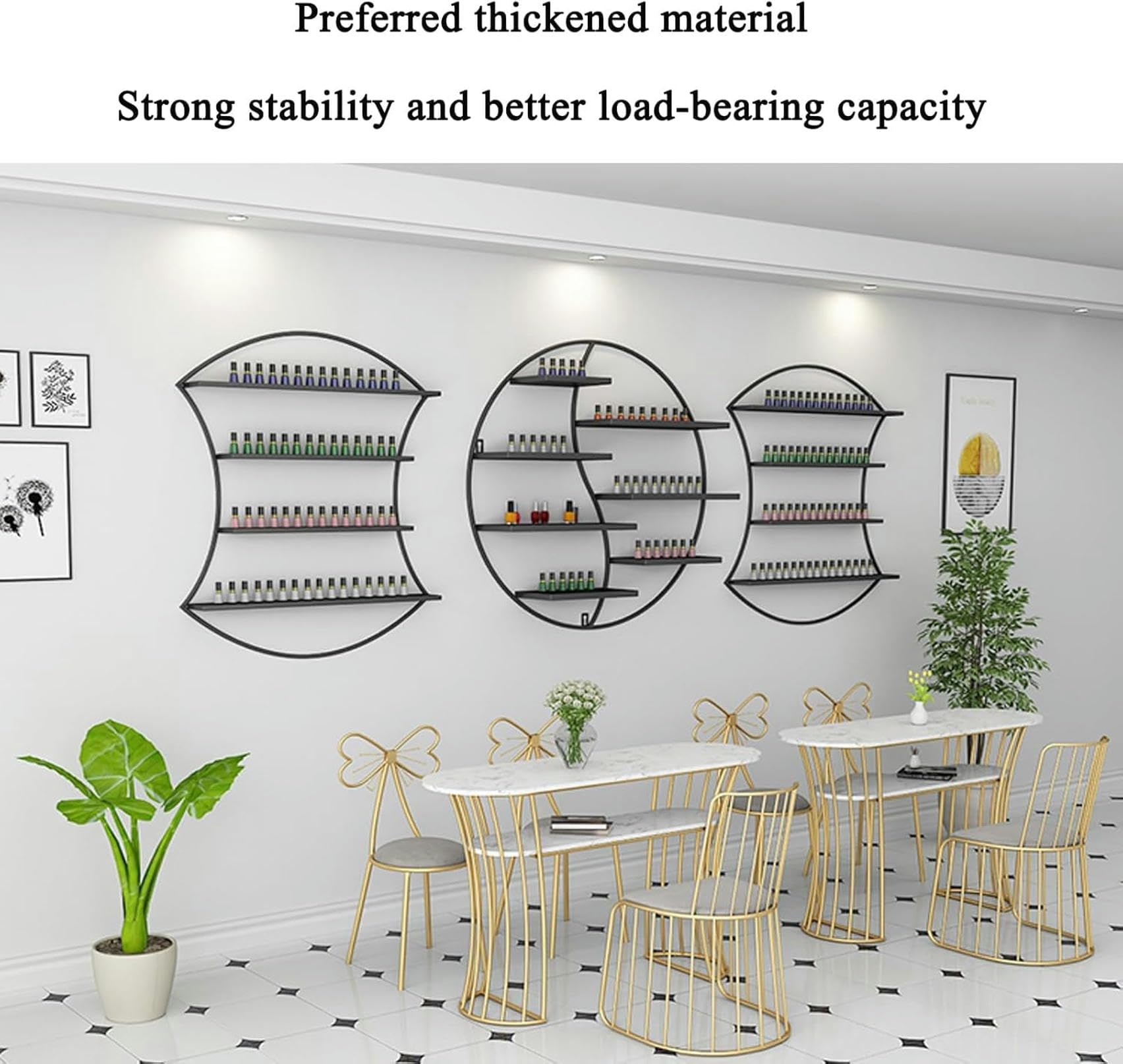 Espositore Rotondo in Metallo per Smalto, Contenitore per Smalto, Porta Smalto, Porta Cosmetici, Organizer Multifunzionale per Salone/Estetista/Centro estetico, Set da 3 Pezzi (Bianco, B)
