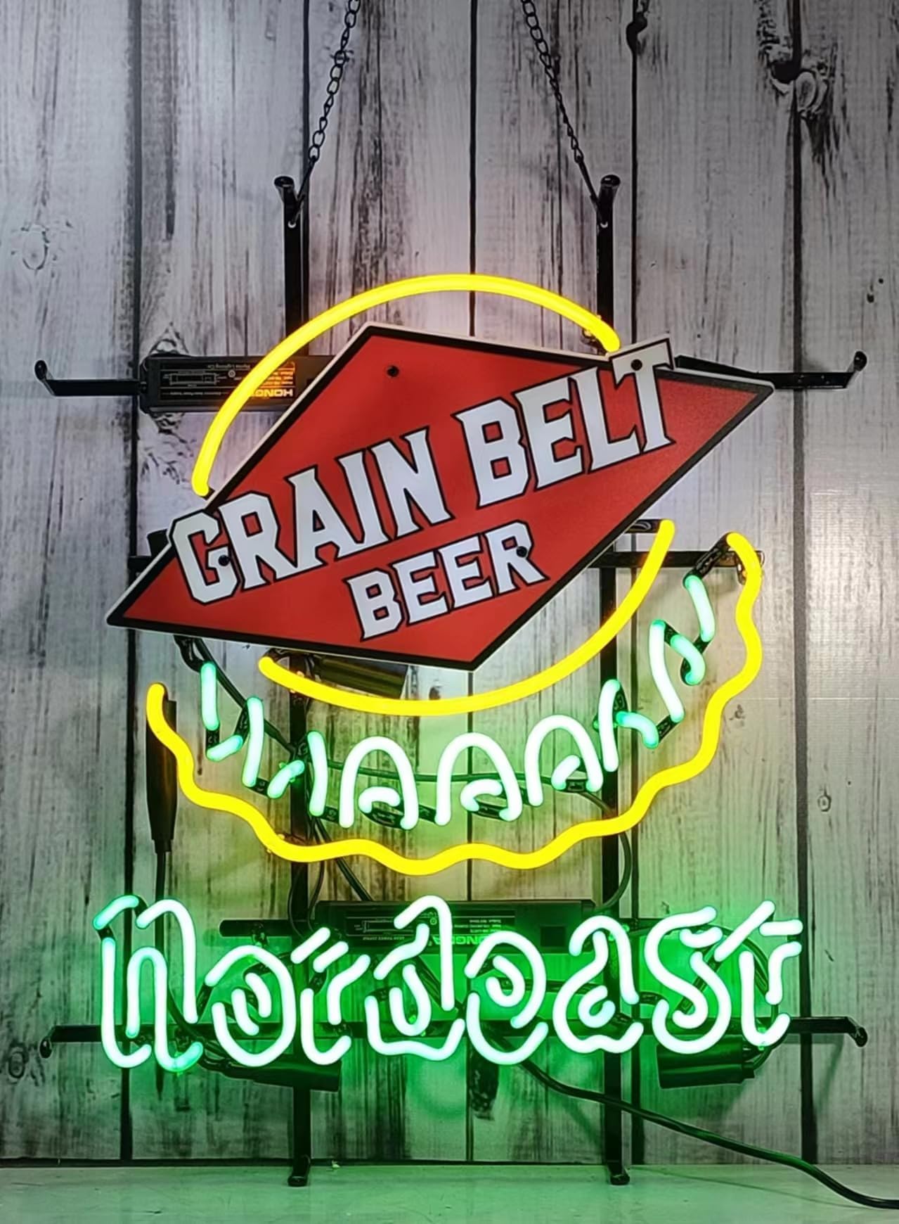 Neon Signs Beer Bar Bedroom Light Grain Belt Beer Nordeast Sign Glass Neon Signs for Office Pub Cafe Man Cave Neon Light Art Wall Lights 24 X 20 Inches