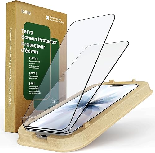Miniatura 7 de iOttie Terra - Protector de pantalla de vidrio templado para iPhone 16 Pro, grado militar, dureza 9H, inastillable, resistente a los arañazos,