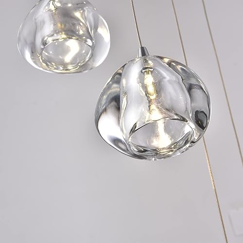 Miniatura 8 de Lámpara colgante pequeña y moderna, lámpara colgante de cristal con forma de gota de lluvia, lámparas de techo cromadas individuales para comedor,