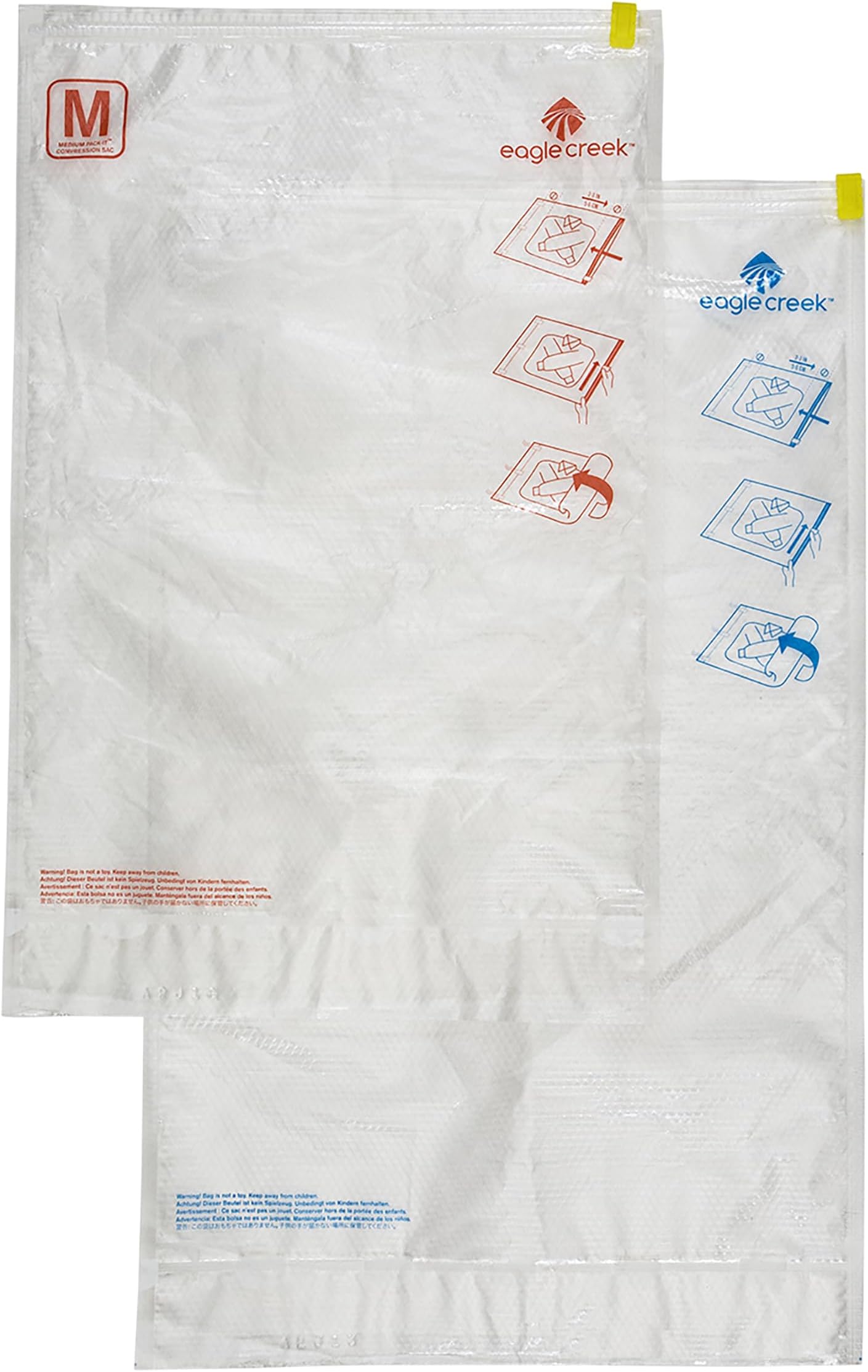 Eagle Creek Pack-It Compression Bags for Travel Set - Featuring One-Way Pressure Valve & Zip - For Efficient Travel Bag Packing - Water Resistant - Clear - Medium/Large