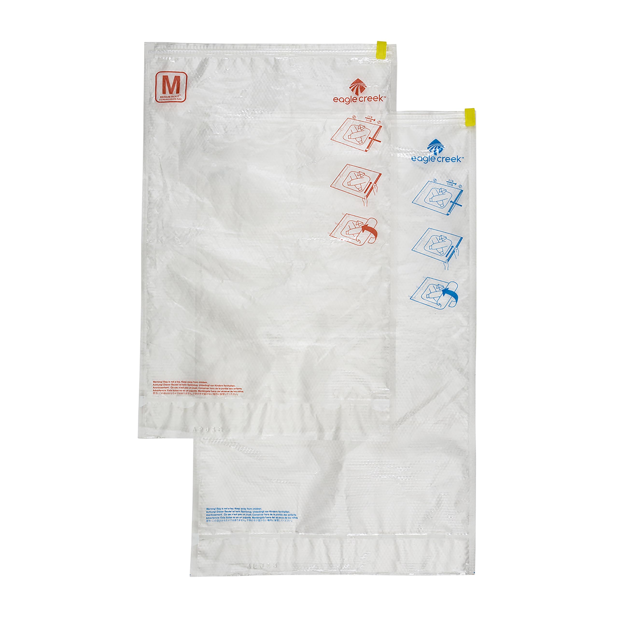 Eagle Creek Pack-It Compression Bags for Travel Set - Featuring One-Way Pressure Valve & Zip - For Efficient Travel Bag Packing - Water Resistant - Clear - Medium/Large
