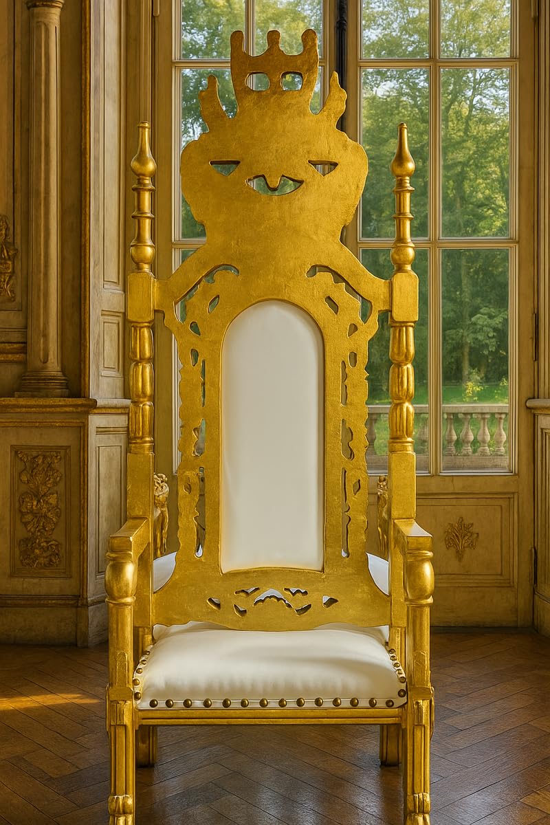 Casa Padrino Baroque Throne Armchair with Artificial Leather and