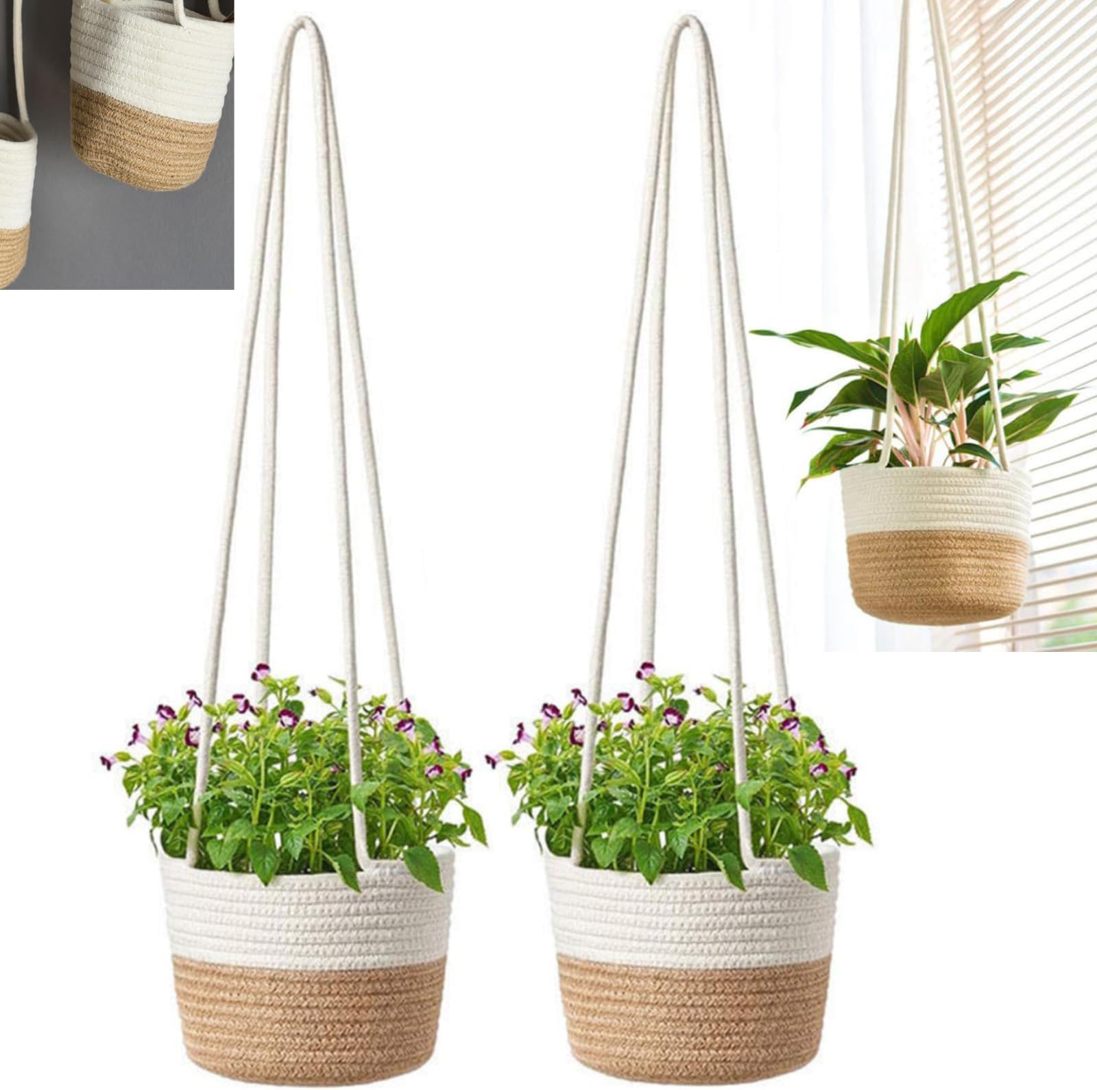 OurWarm 5 Pack Macrame Plant Hangers Indoor Wall Hanging Planter Basket ...