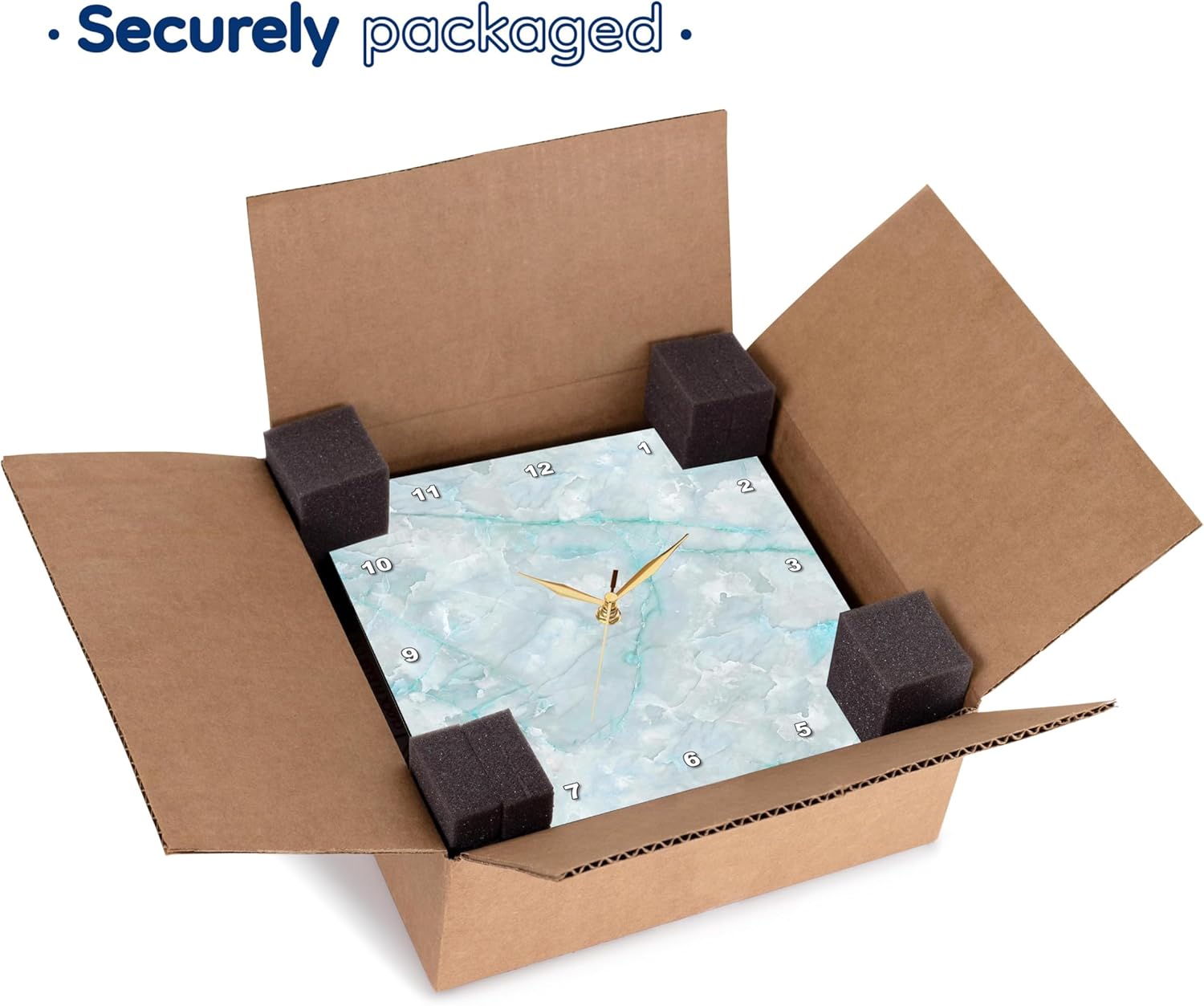 3dRose Image of Trendy Luxury Aqua Teal Quartz and Gray Gemstone Agate Geode Wall Clock, 13 x 13