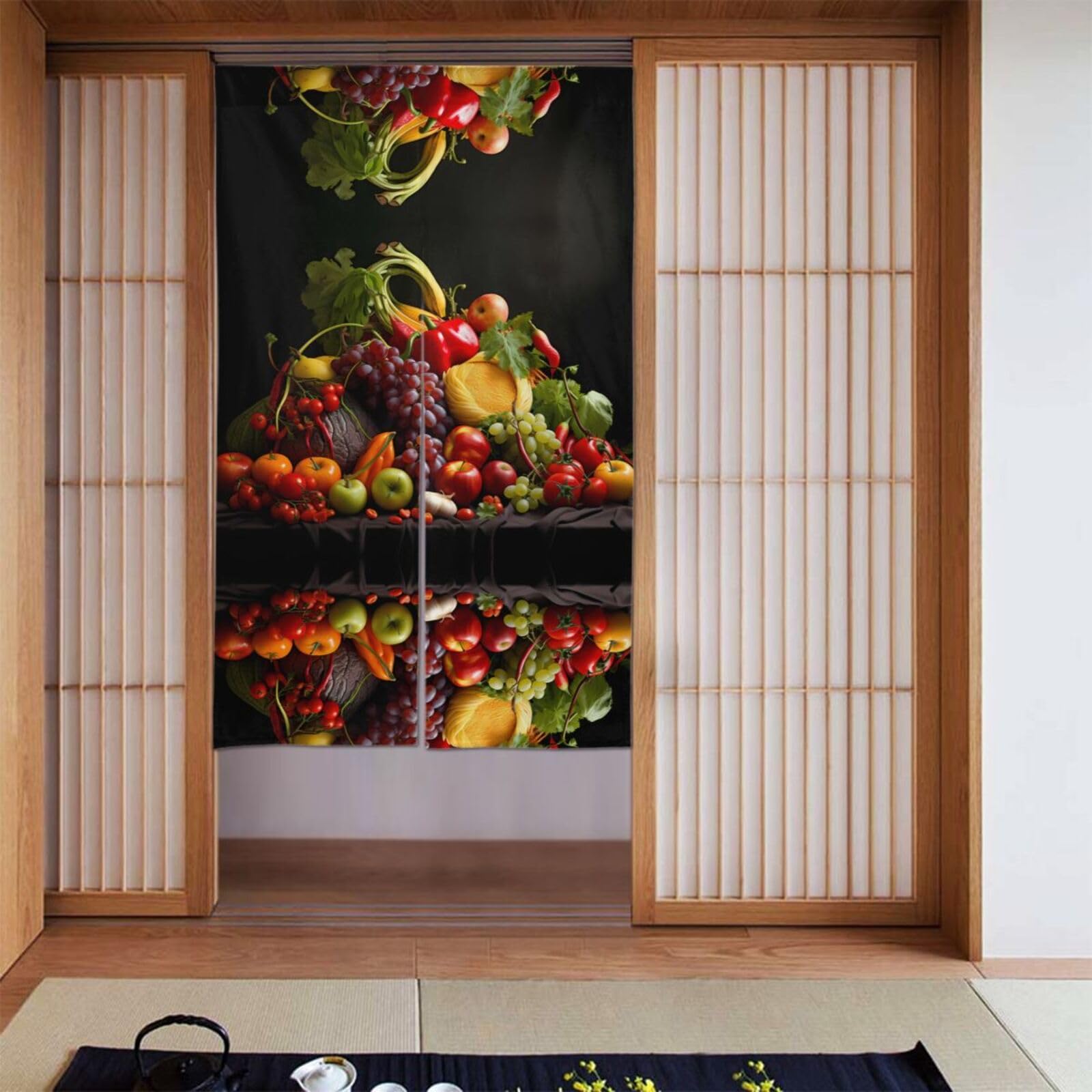 Rideau de qualité supérieure à motif légumes, textile d'ameublement durable