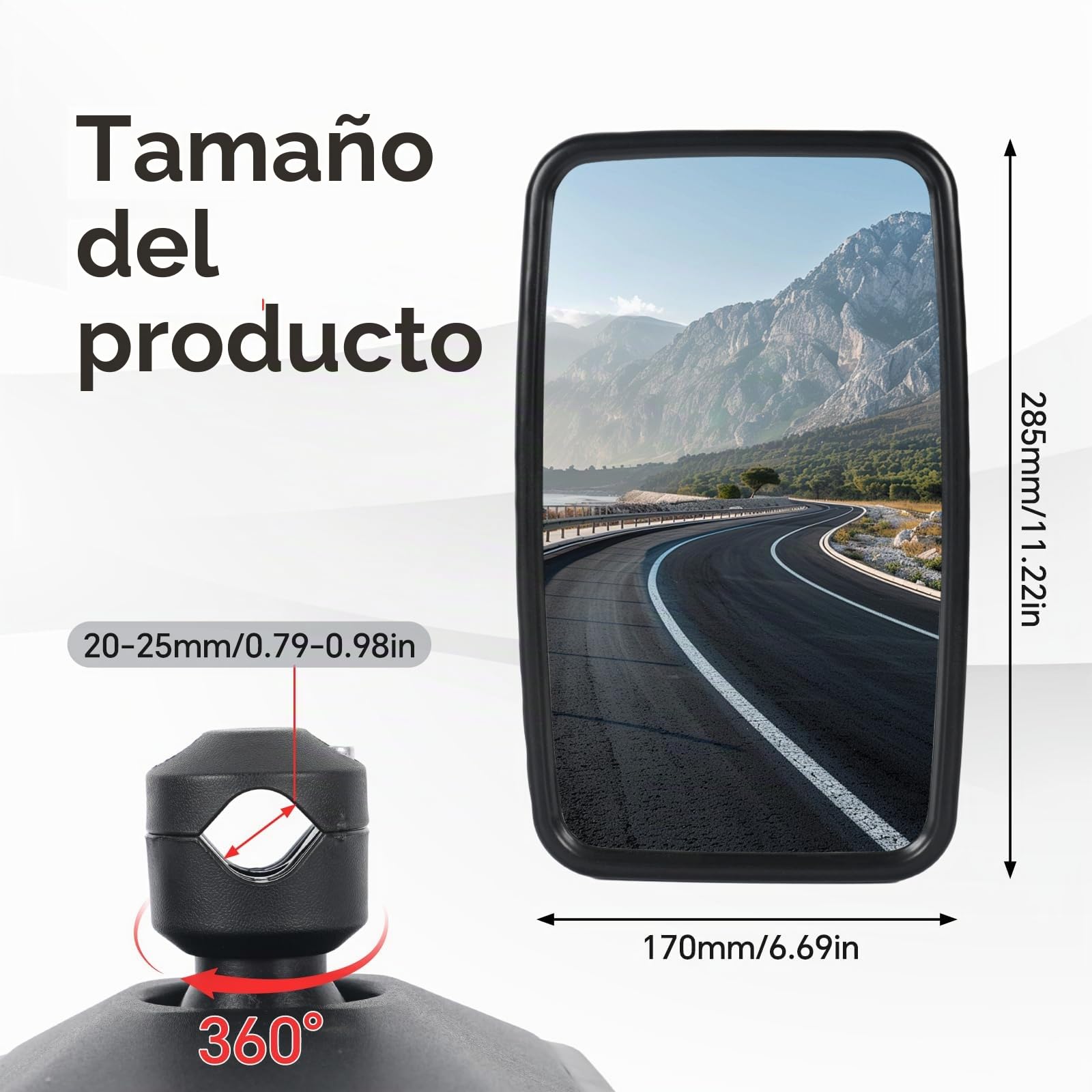 2 piezas de espejos universales para tractor, 28,5 x 17 cm, espejos retrovisores de PVC con carcasa y soporte para agricultura, espejo retrovisor para tractor agrícola, para maquinaria agrícola