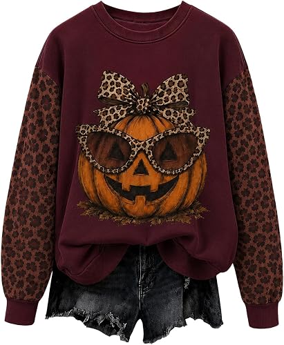 Pumpkin Season Sweatshirt Crewneck Season Longsleeve Leopard Shirt