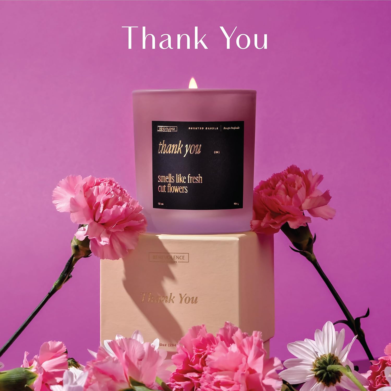 Benevolence LA Thank You Scented Candle and Rose & Sandalwood Reed Diffuser Thank You Candle, Reed Diffusers for Home | Aromatherapy Gifts | Home Fragrance