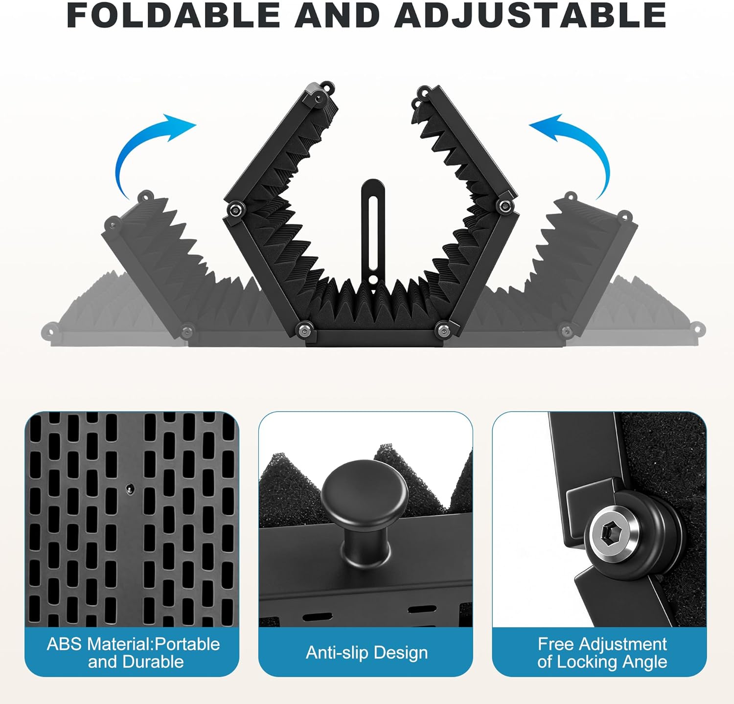 Microphone Stand With Isolation Shield,Recording Studio Equipment With Foldable Mic Shield With Sound Insulation For Recording Studio, Podcasts,Broadcasting