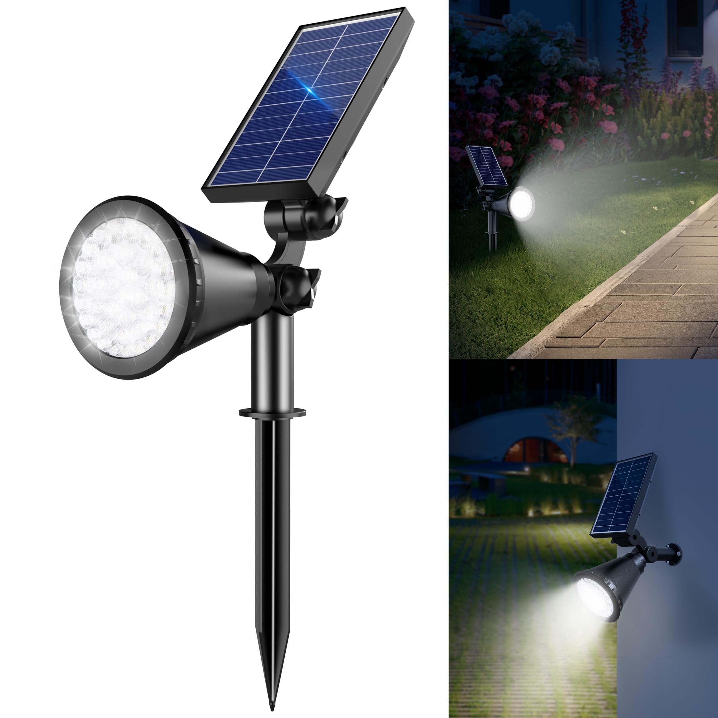 APOMAO Solar Lights Outdoor Waterproof, 36 LEDs 1000LM Adjustable Solar Spot Lights Outdoor, 2-in-1 Solar Powered Spotlight Landscape Lighting for