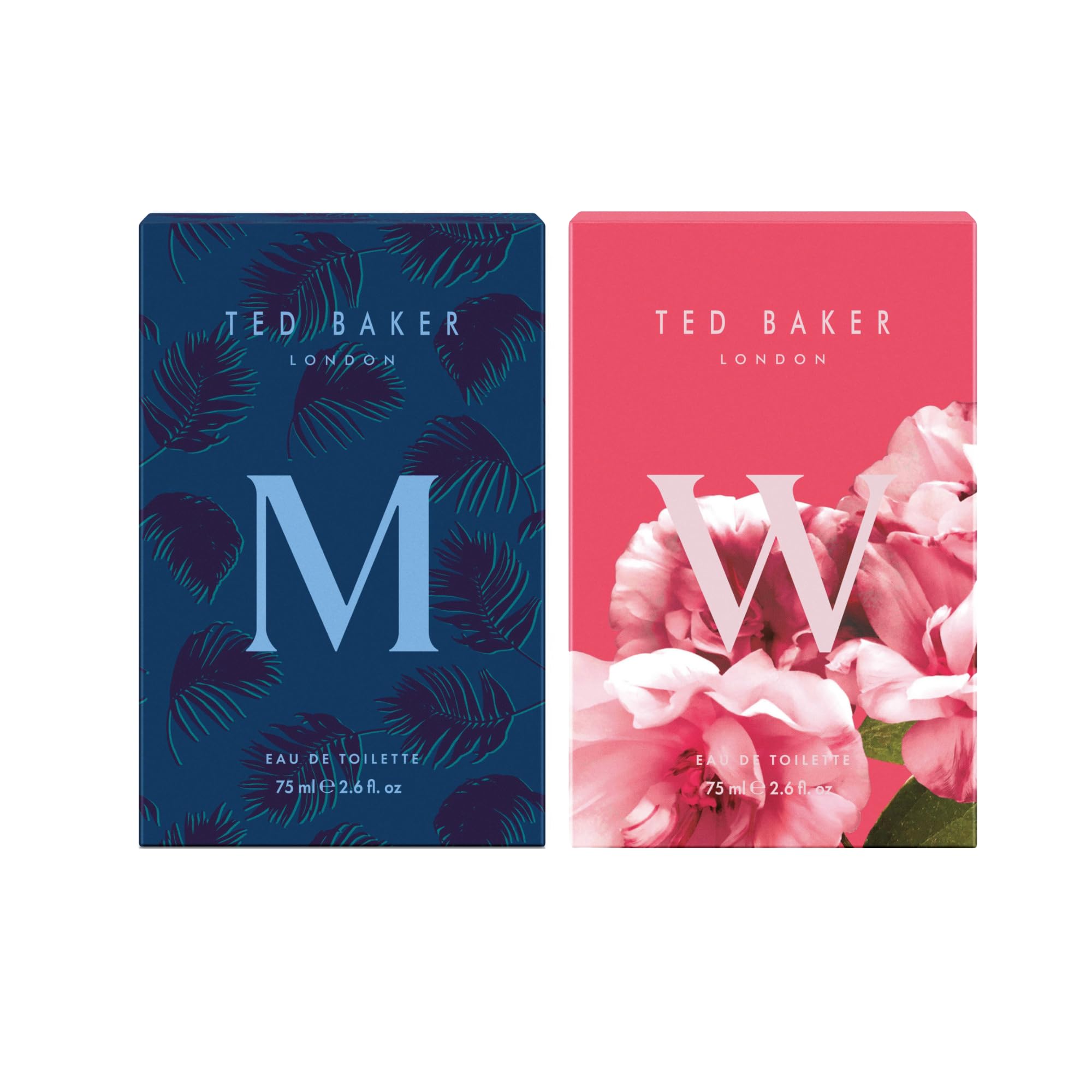M and W Perfume Set for Woman and Man Eau de Toilette, Includes M with Unique Notes of Tonka Bean and Musk, W with Notes of Fig Leaf, White Peony and Violet, 2 x 75ml