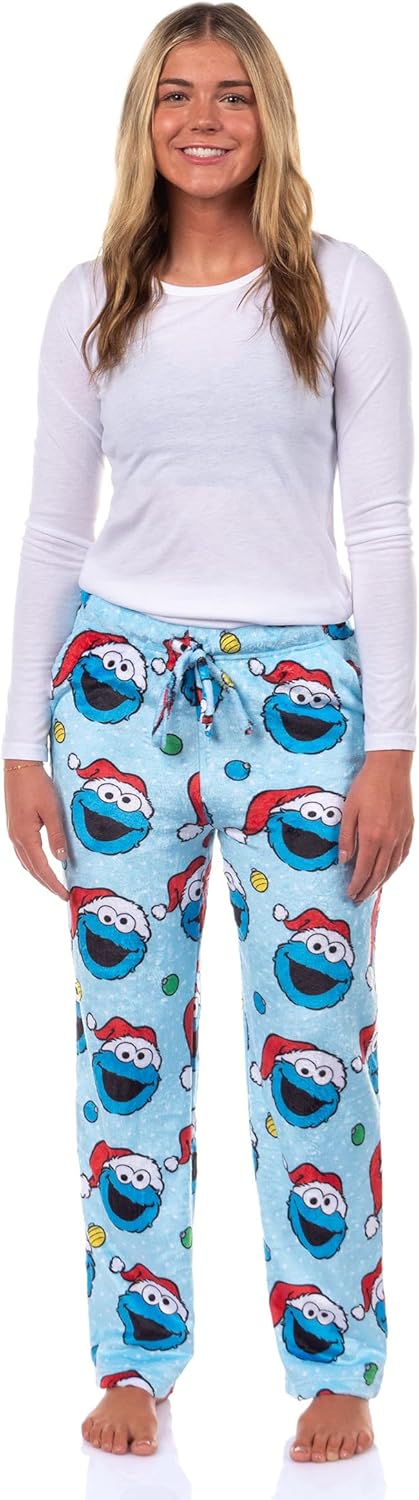 Sesame Street Cookie Monster Pajamas Women's Plush Fleece Adult Lounge Sleep Pants - Image 2