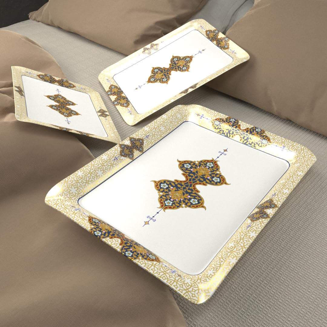 Castleite Valencia Series Melamine Trays Set of 3 with Handles for Serving Snacks or Tea – A Designer Tray Medley for Home or Cafe Use (Beyla) (B0DCNDZXHZ) Amazon Price History, Amazon Price Tracker