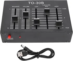 3 Equalizador Banda, pré -amplificador Estéreo Eq Com Fonte Alimentação Isolada HIFI Baixo Ruído para Dispositivos de áudio Guitars Alto -falantes