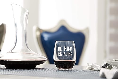 Miniatura 2 de Lushy Wino  Be Kind, Re-Wine  Lindo, novedad, grabado sin tallo 16 onzas Copa de vino con refranes divertidos en caja de regalo