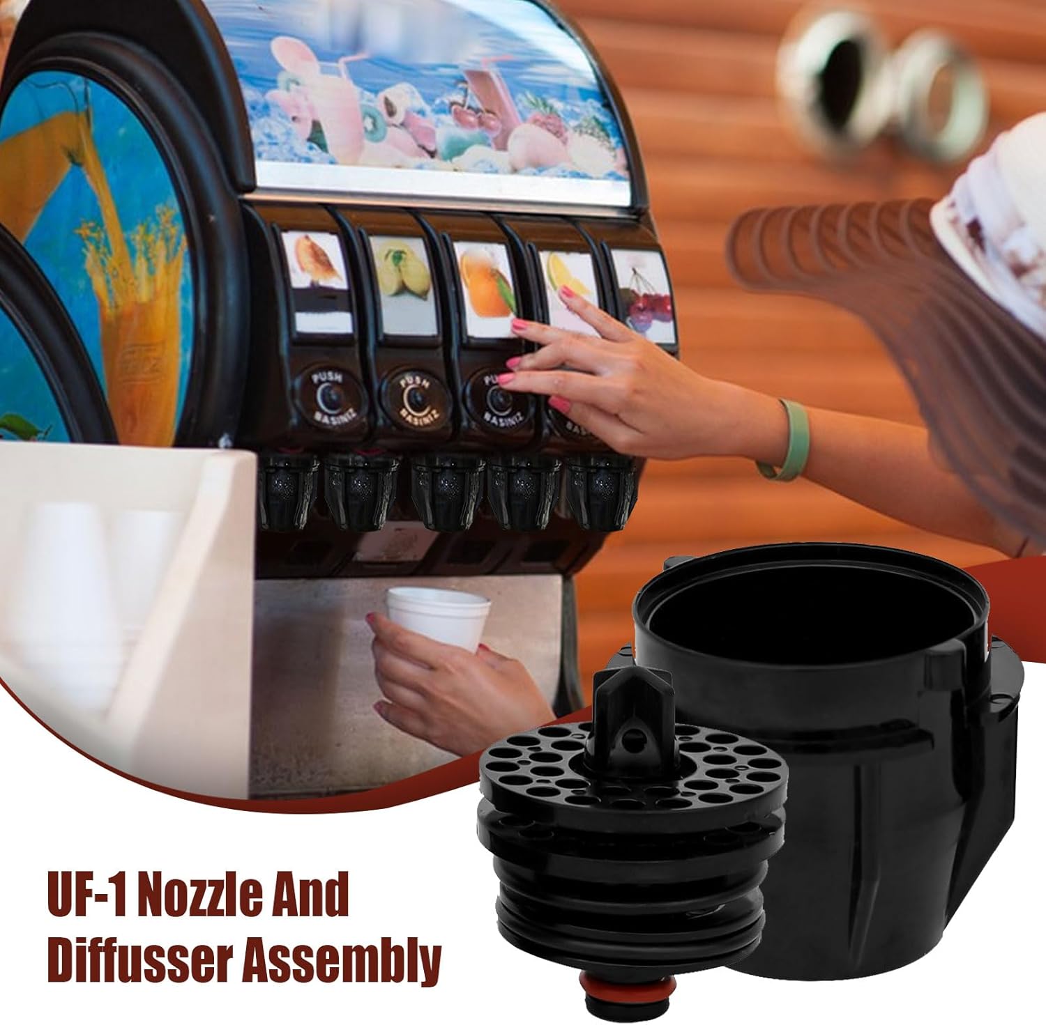 4 PCS UF1 Nozzle and Diffusser Assembly for UF-1 Soda Coke Machines Inner Outer Valves Replacement