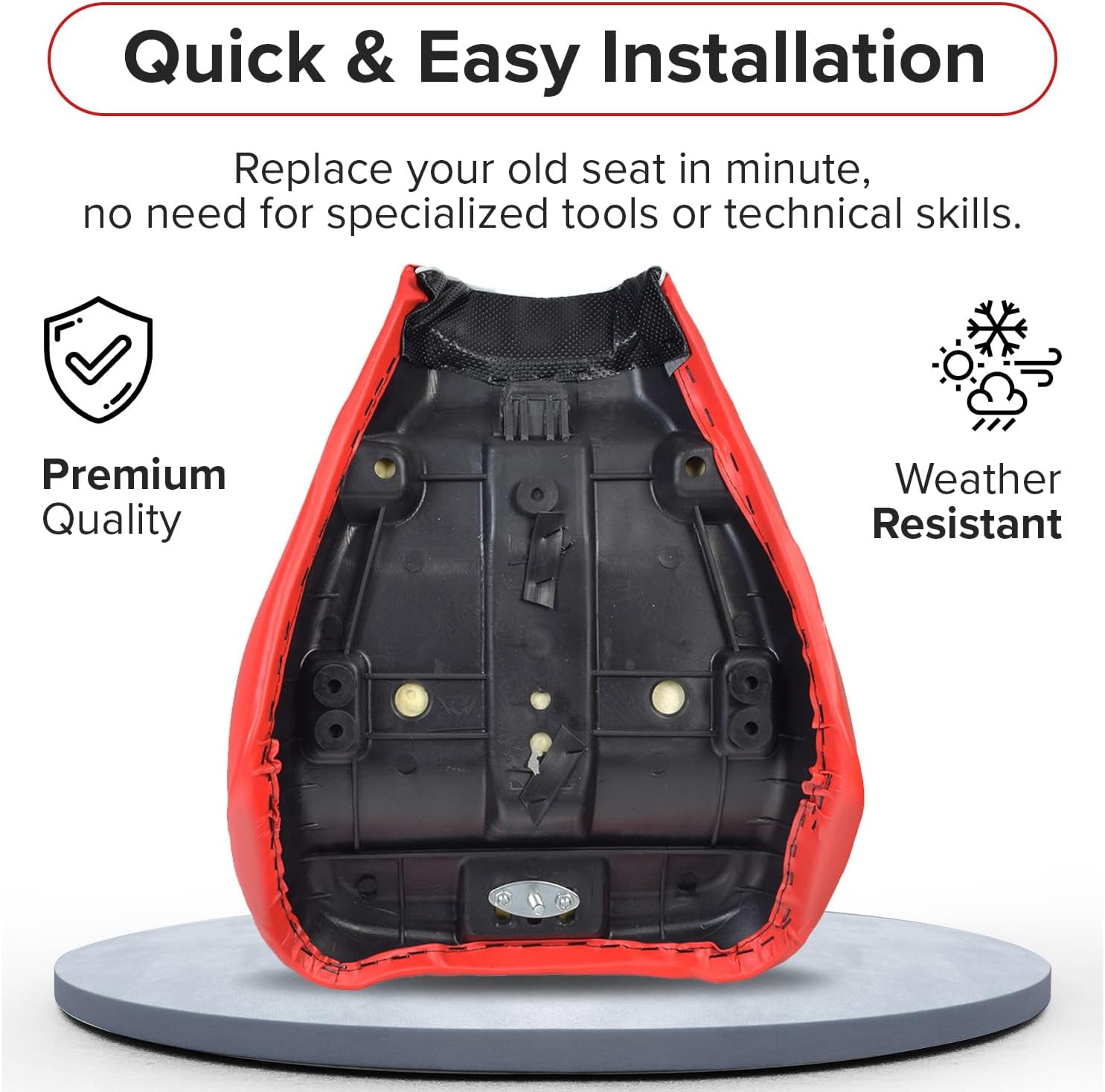 AlveyTech Black & Red Seat for the Baja MB165 & Falcon Mini Bikes - Replacement Stylish Comfortable Seat, Gas/Electric Power Scooter Accessories, Quad, 4-Wheeler Dirt Pit Pocket Bike Part, DIY Install