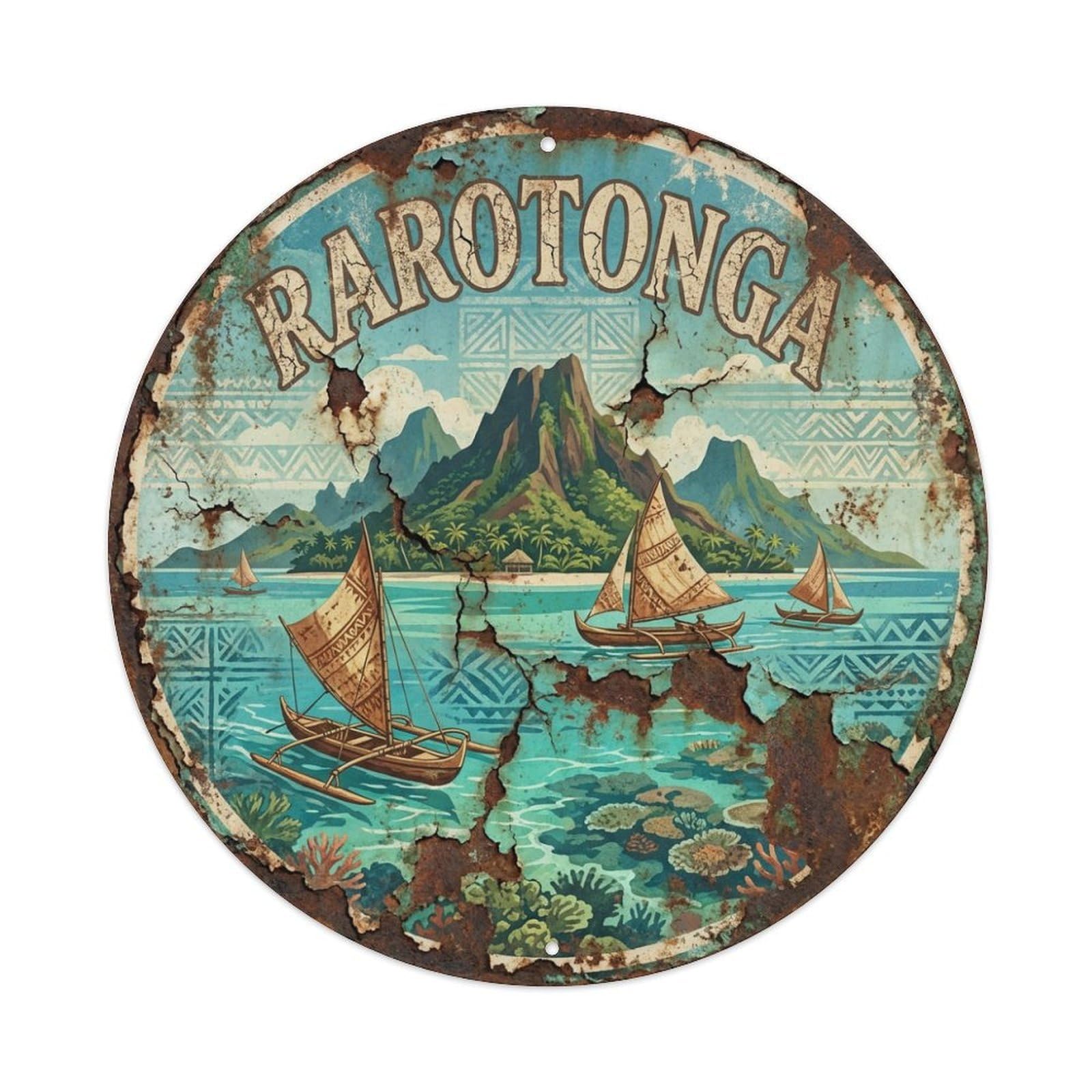 Vintage Travel Cook Islands Rarotonga Metal Tin Sign