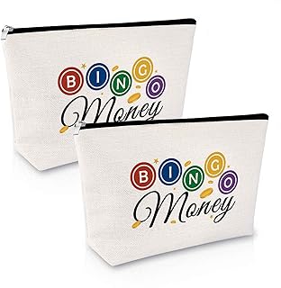 2 Pcs Bingo Lover Gifts Makeup Bag Casino Lovers Gift Bingo Game Gift Gambling Gift for Women Bingo Player Game Gift Cosmetic Bag Birthday Gift for Friends Christmas Gift for Her Cosmetic Travel Pouch