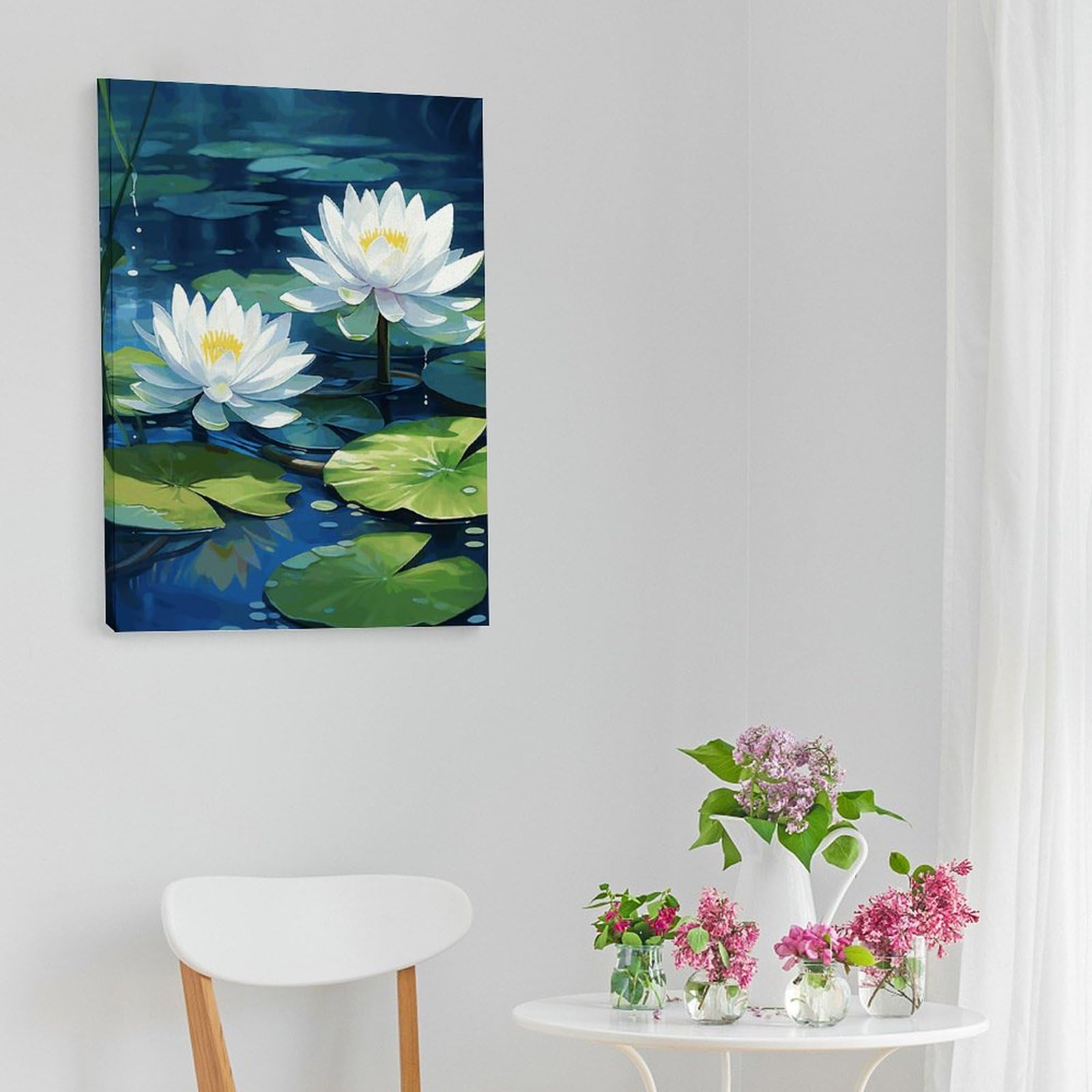 Amazon.co.jp: 睡蓮の水彩画 キャンバスウォールアート 39.9x11.8