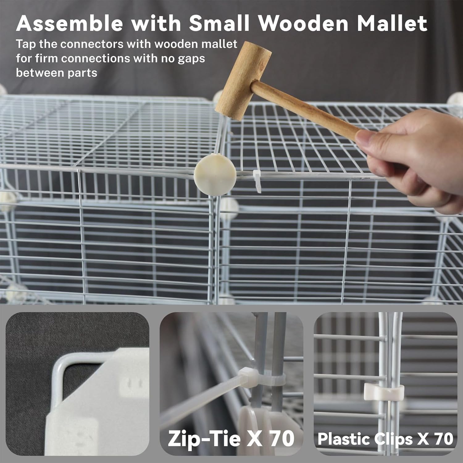 Big Guinea Pig Cages Indoor: 3-Tier C&C Rabbit Cage Small Animal Cage on Wheel with Removable Tray for Bunny Hamster Ferret Rat Chinchilla Hedgehog