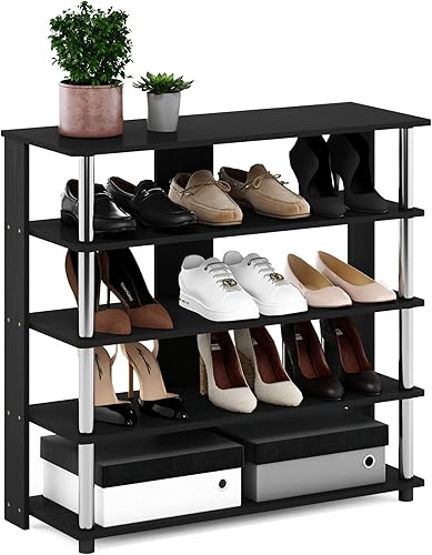 Miniatura 13 de Furinno Turn-N-Tube - Zapatero vertical, organizador de zapatos estrecho de 8 niveles, almacenamiento de zapatos independiente, estante de zapatos